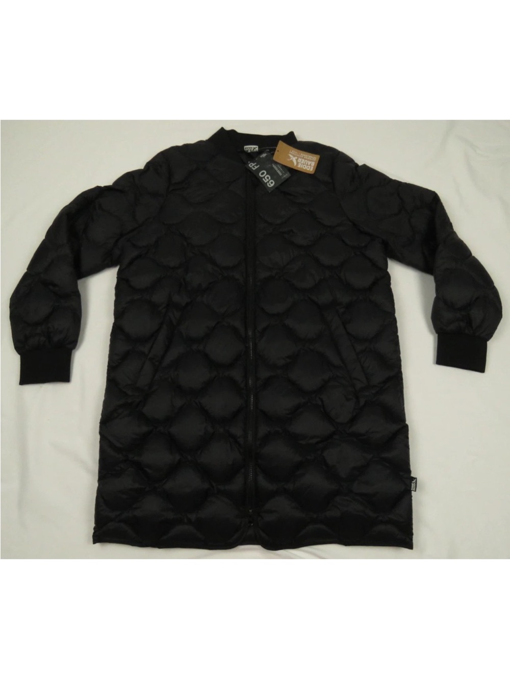 NWT Eddie Bauer Down 650 Shaw Quilted Full Zip Long Puffer Bomber Jacket L